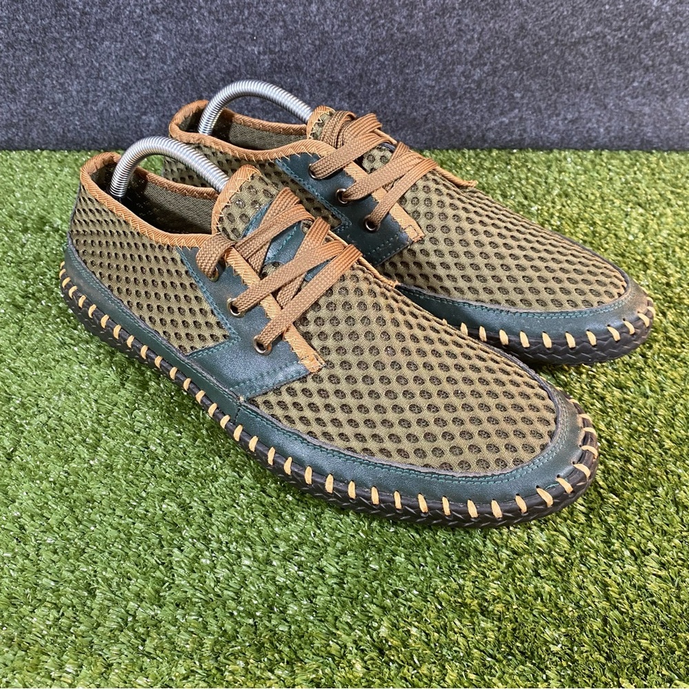 Mens Fashionable Breathable Mesh Casual Minimalist Shoes Size 13 Olive Green Tan
